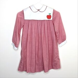 Vintage Youngland Apple Apron Collar Plaid School Dress 6x